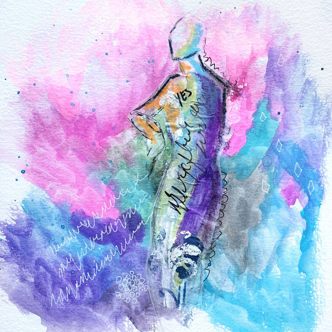 abstract woman purple and blue