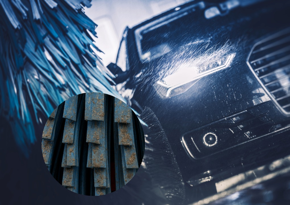 Upclose picture of dirty carwash brushes