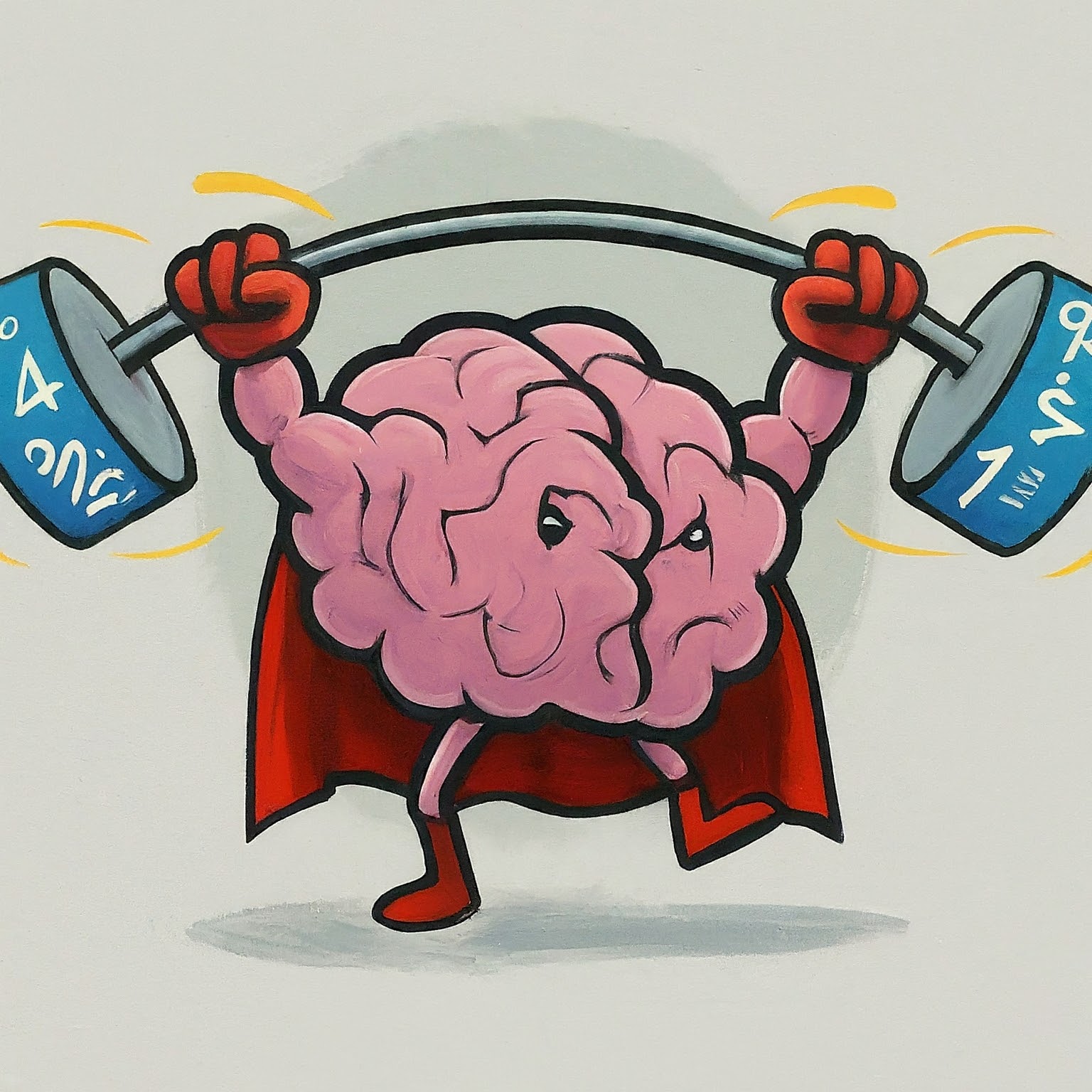 Brain lifting a barbell