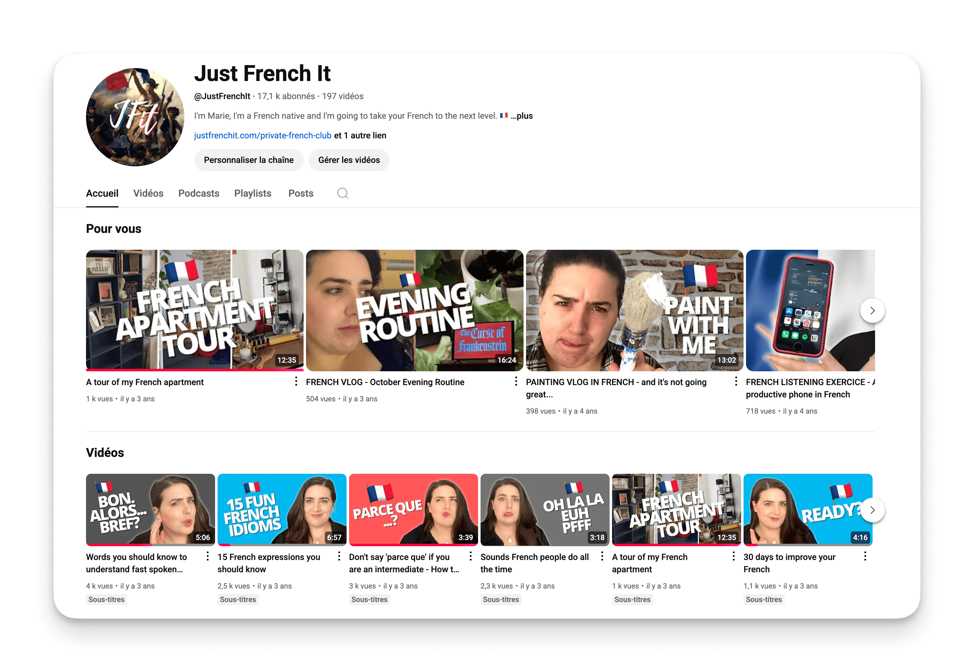ma chaîne youtube justfrenchit
