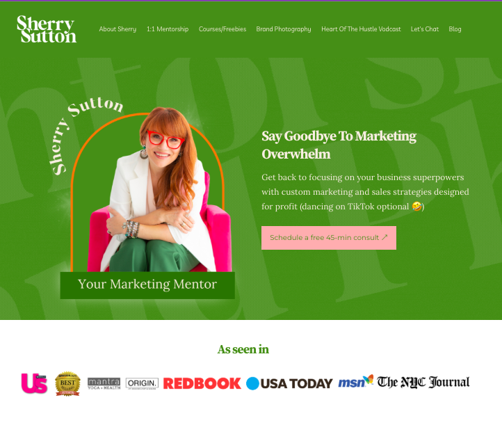 screenshot of a beautiful Podia-built homepage