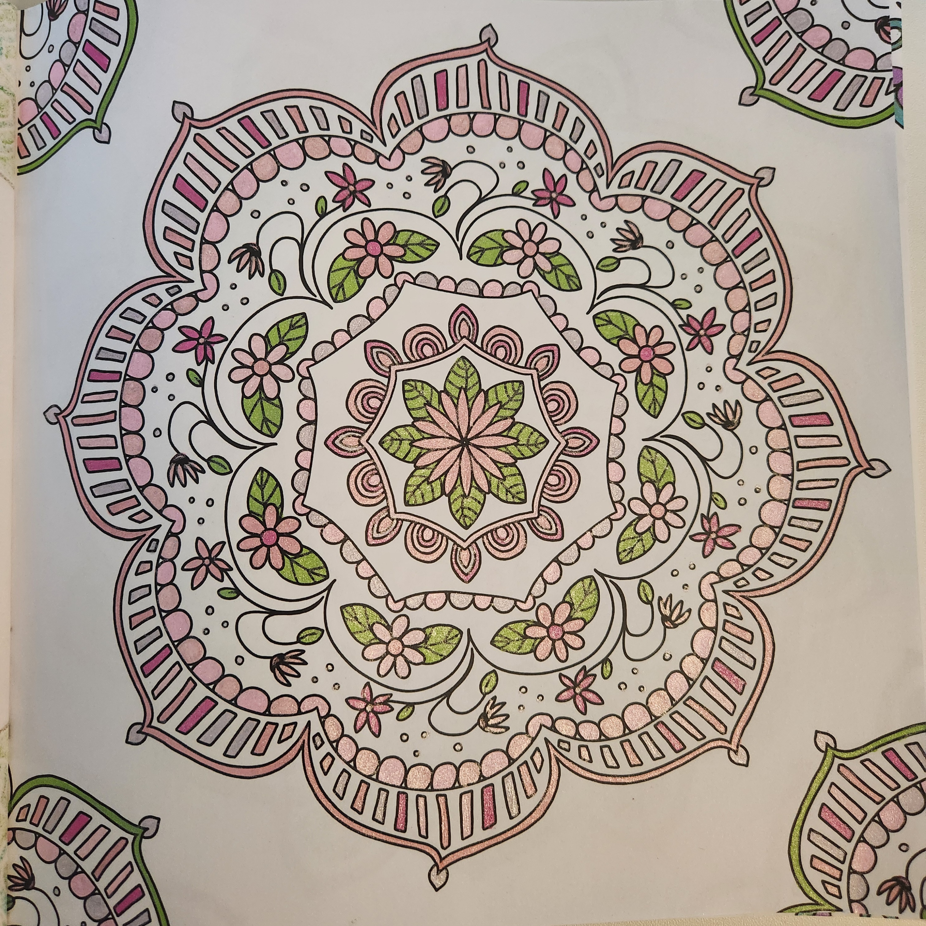 Adult Coloring mandala Languo glitter gel pens