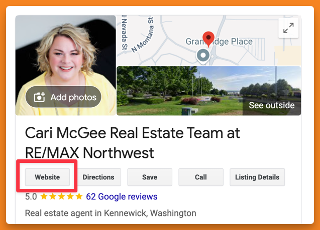 screenshot of Cari McGee's GBP