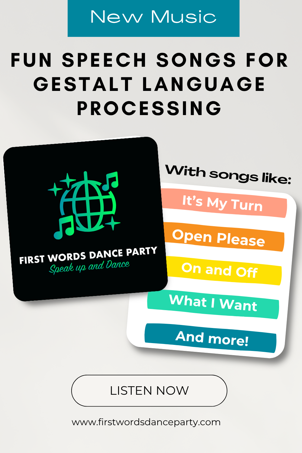 An album of speech therapy songs for gestalt language processing.