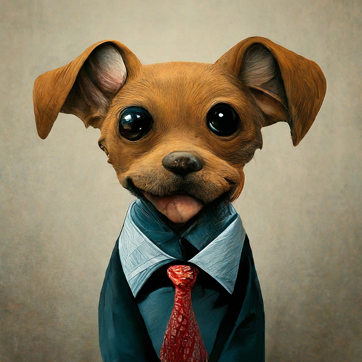 Puppy wearing a suit.
