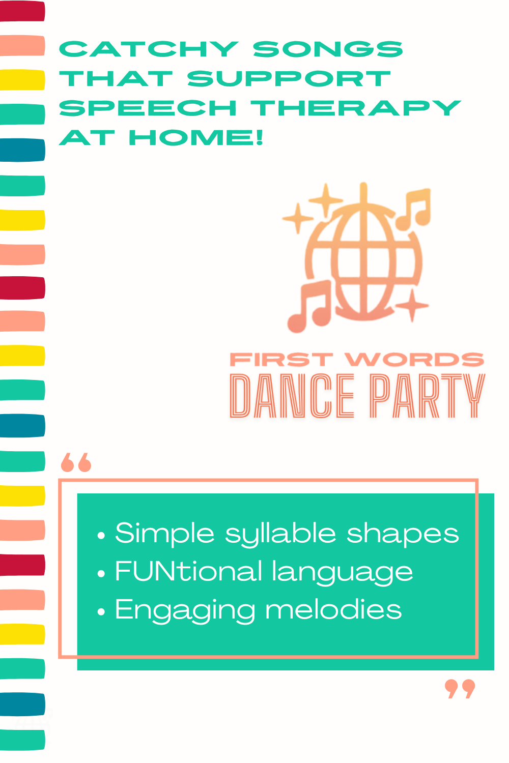 First Words Dance Party's music for speech therapy home programs. 