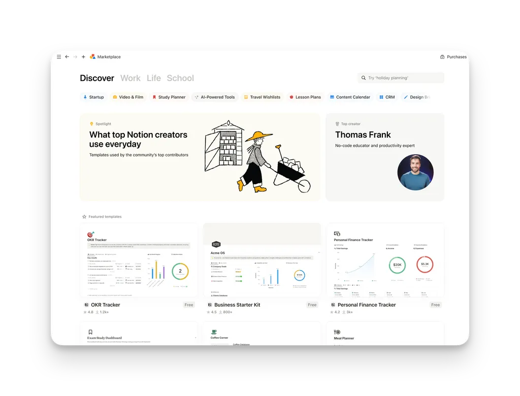 la nouvelle plateforme marketplace de Notion