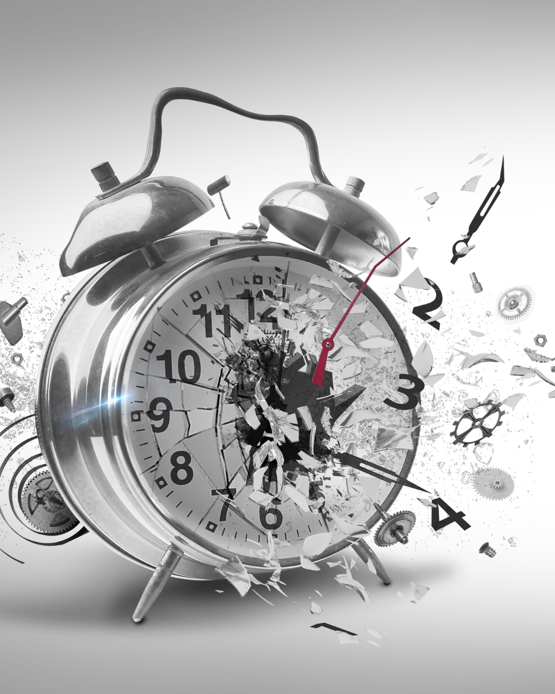 A shattered clock, distorted time
