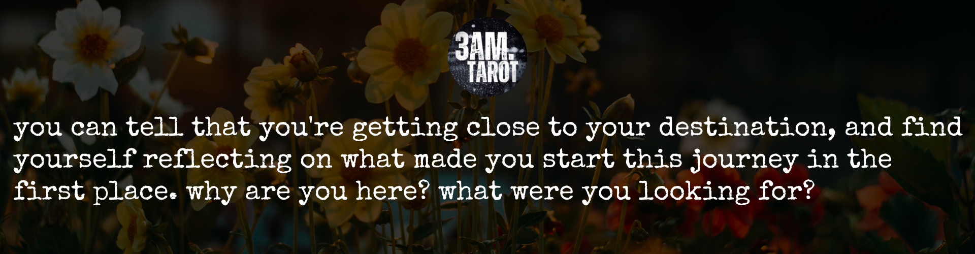 you can tell that you're getting close to your destination, and find yourself reflecting on what made you start this journey in the first place. why are you here? what were you looking for?