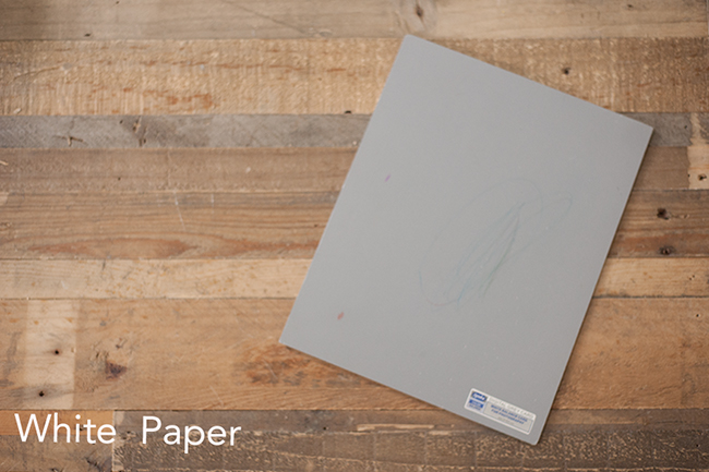 A picture of a white card which can be used to adjust white balance.