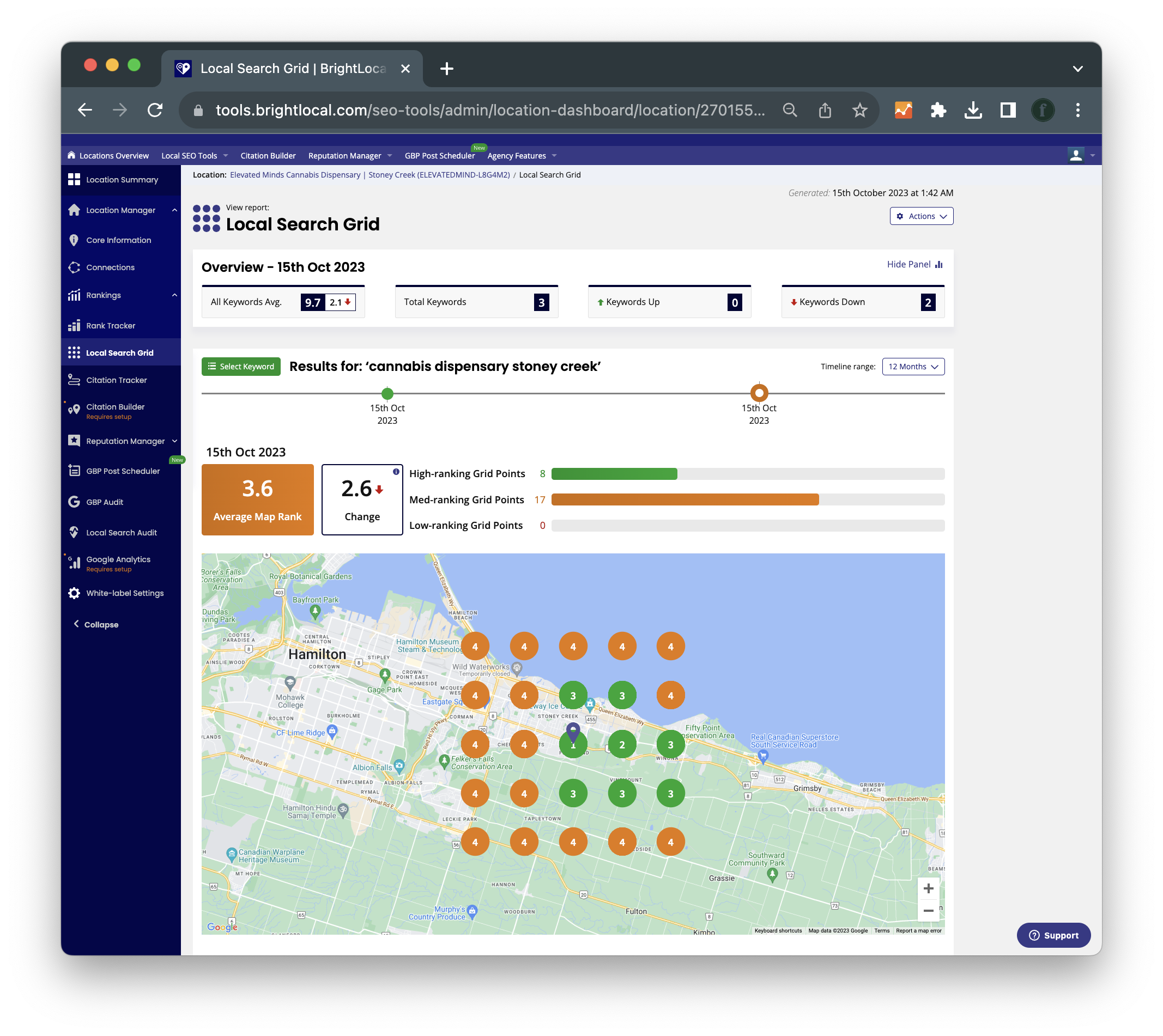 Elevated Minds Cannabis local search rankings
