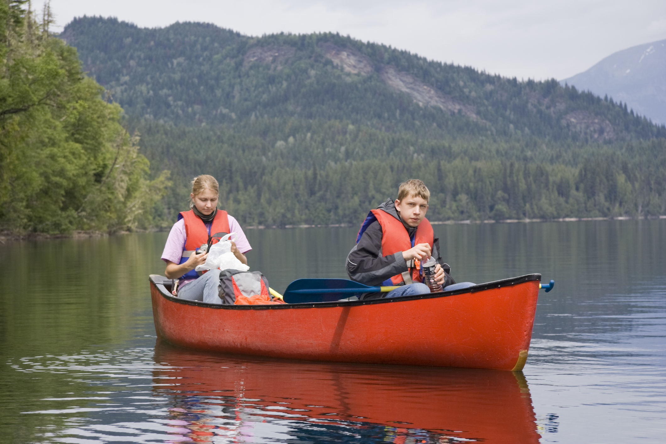 two people in a canoe