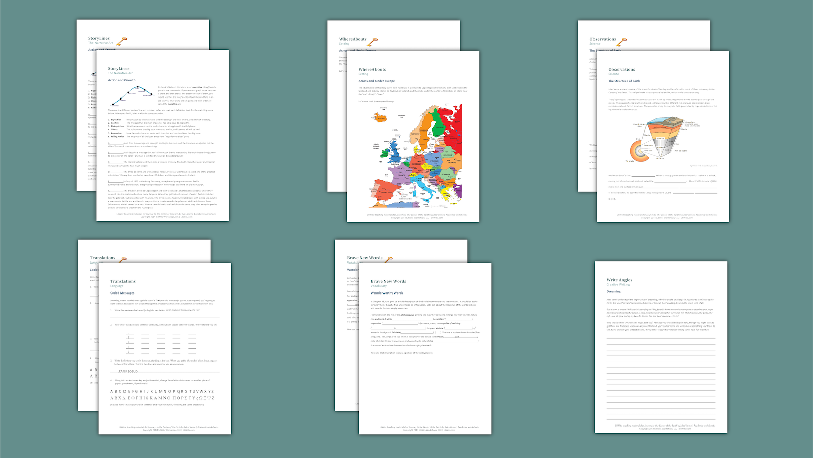 Worksheets and project printables and activity ideas for Journey to the Center of the Earth by Jules Verne - LitWits Workshops