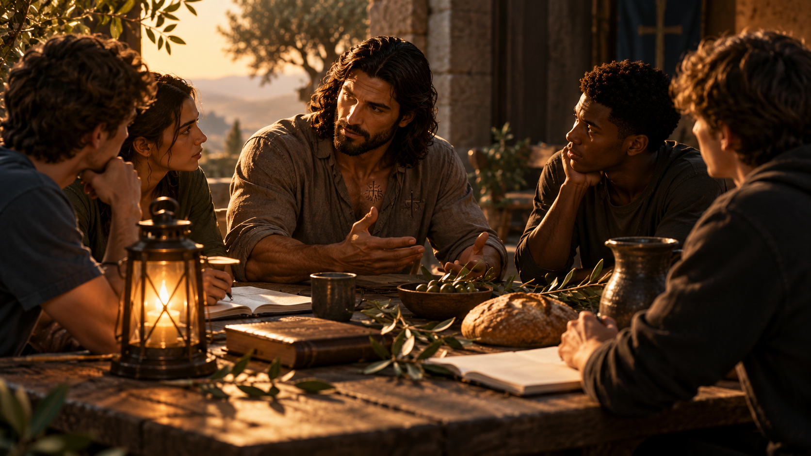 Group of people around a table with the mentor sharing