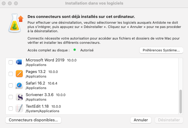 Connecter Antidote 10 à Scrivener (Mac)
