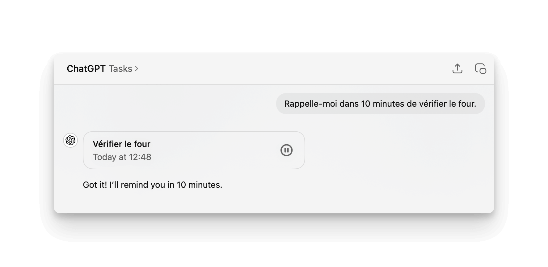 créer une tâche simple sur chatgpt