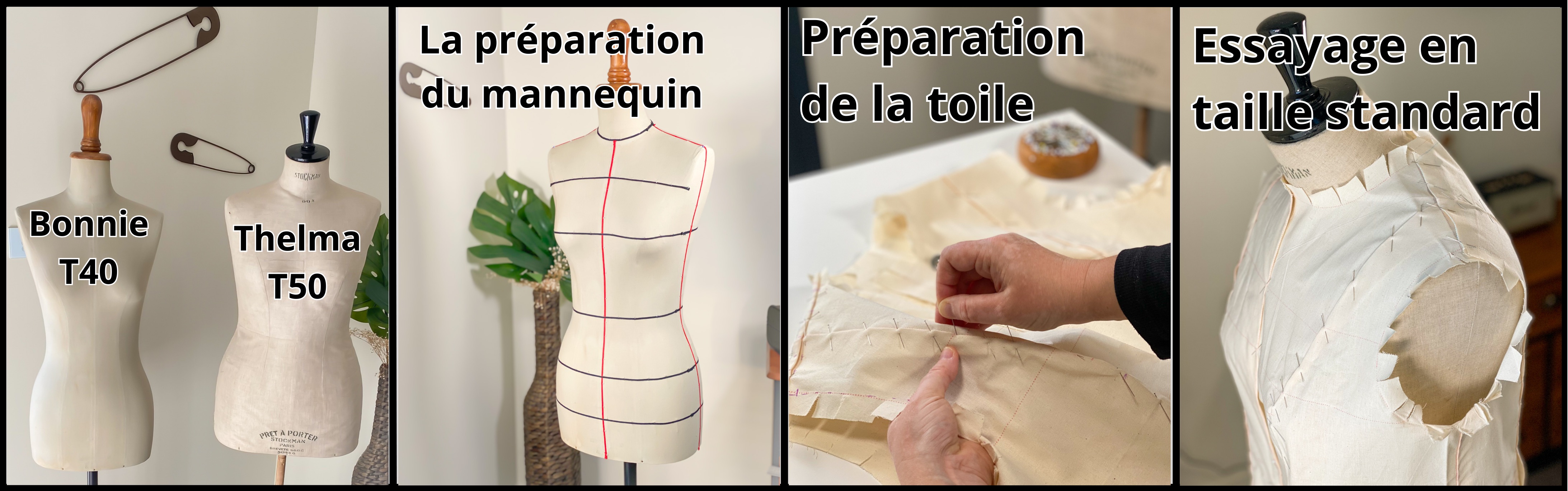 photos d'une toile d'essayage de buste en calicot