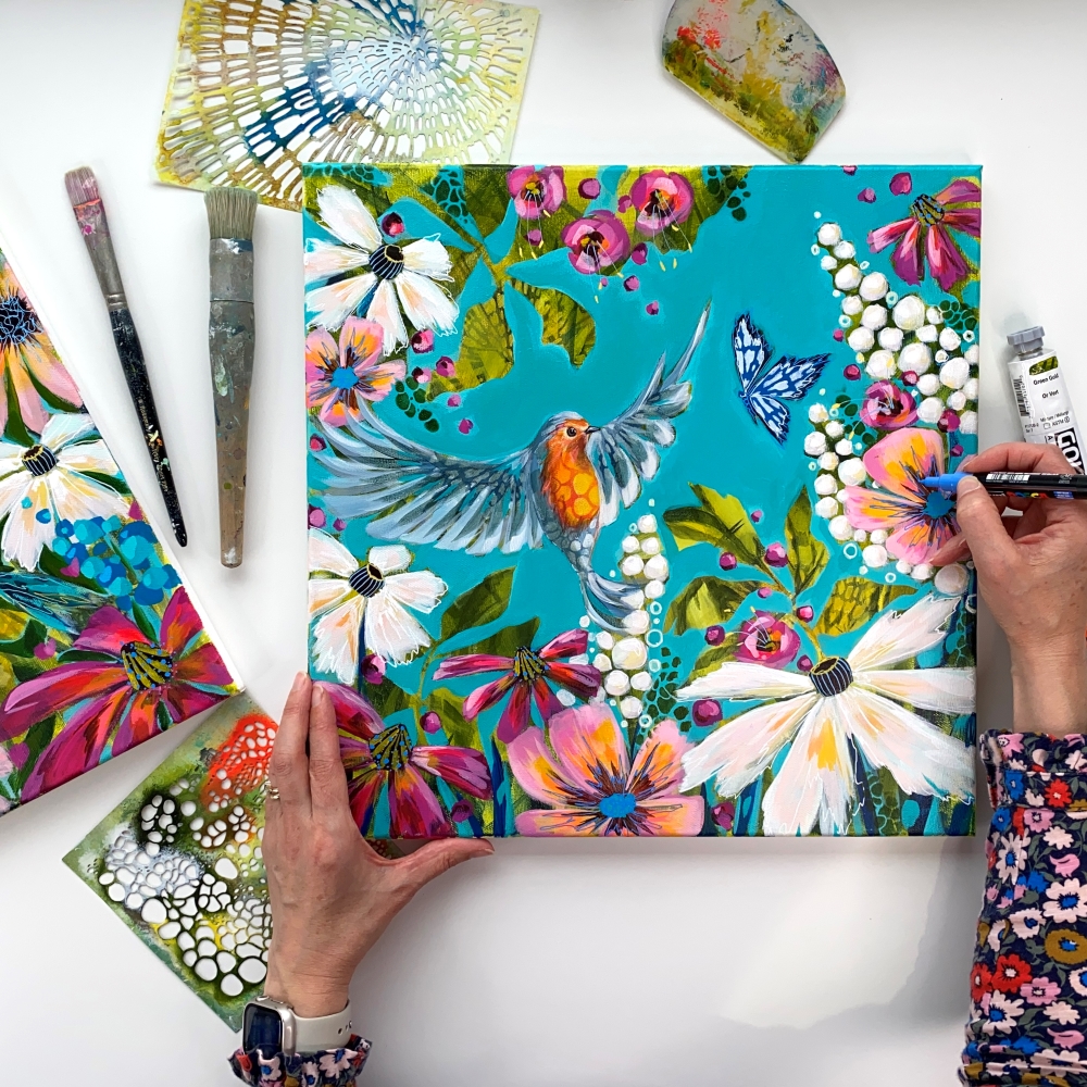 birdsopng and blossom course taking an art class