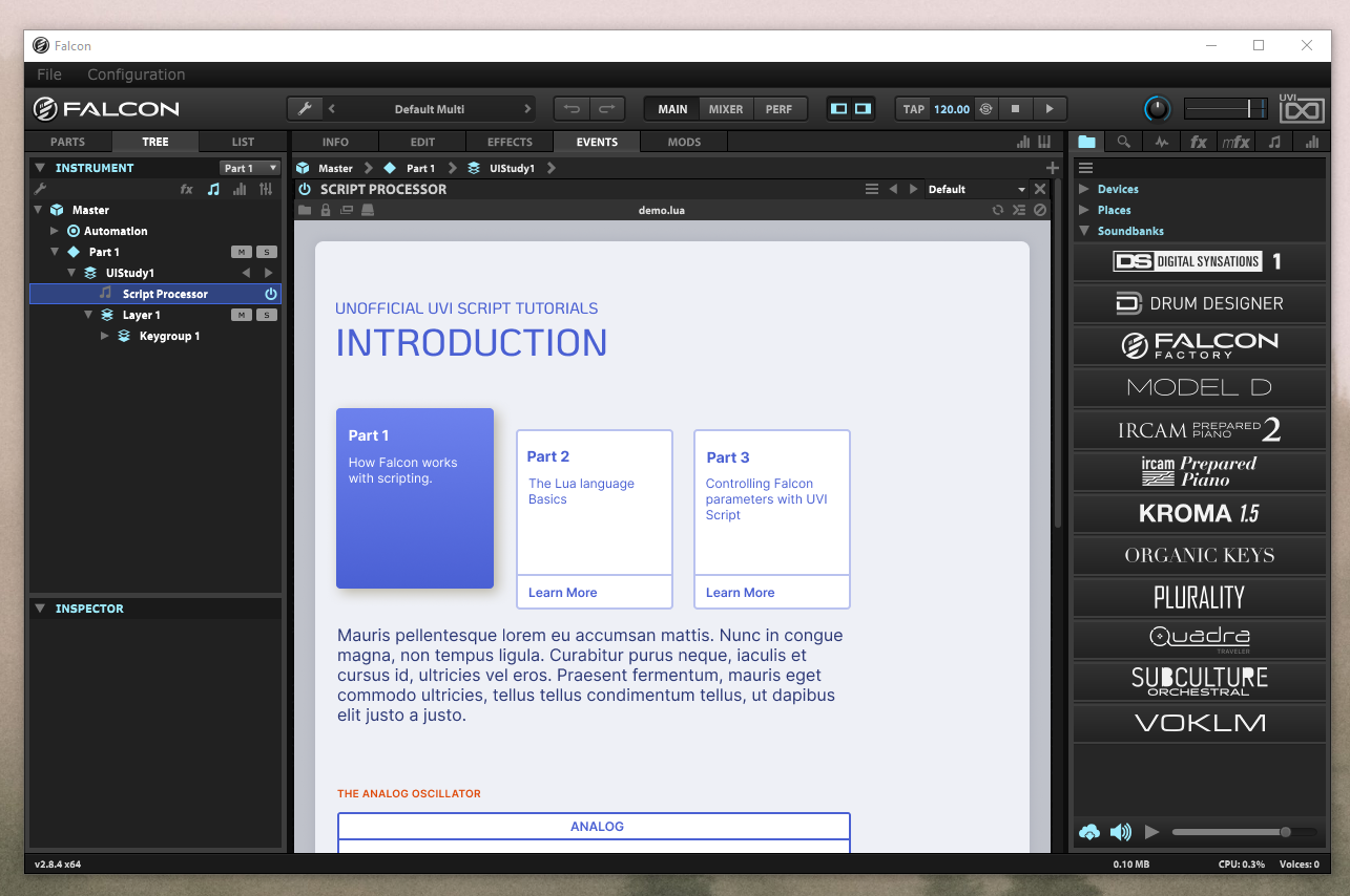 Work in progress of Falcon Tutorial