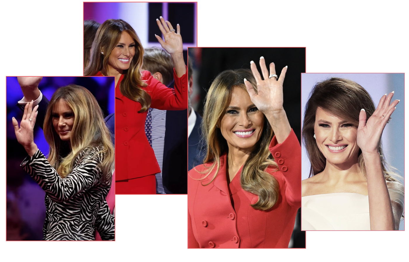A collage of FLOTUS Melania Trump waving