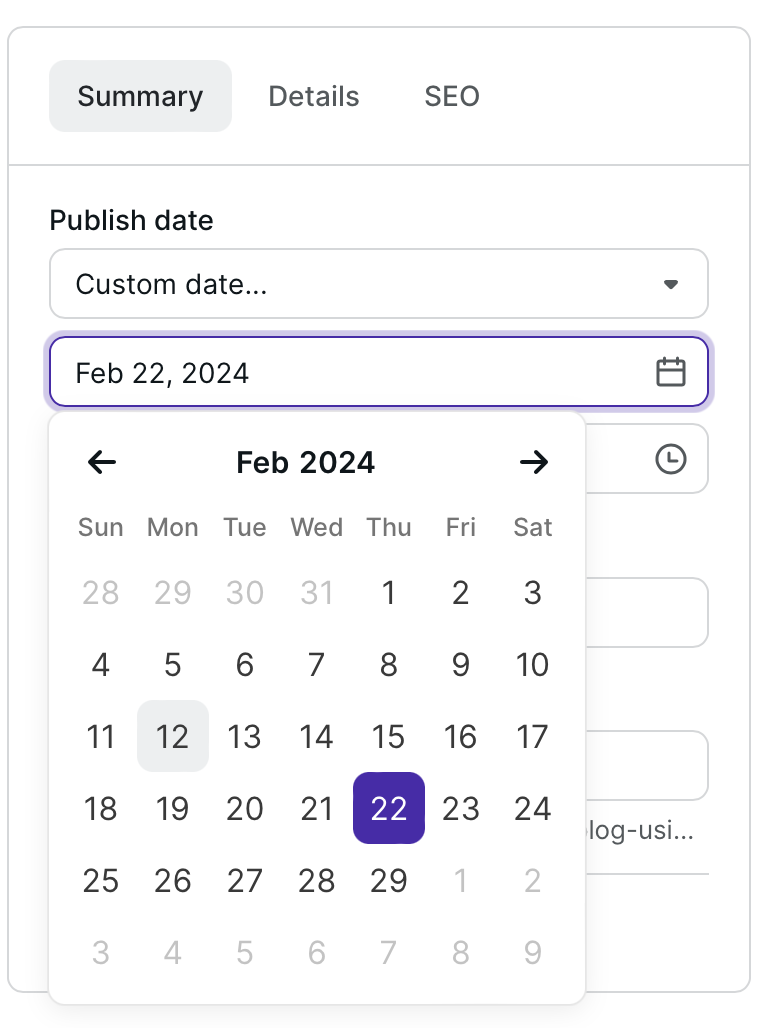 podia blog screenshot post on custom date screenshot