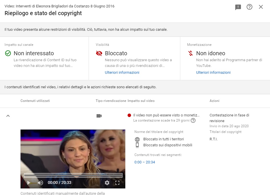 Eleonora Brigliadori - Disputa con RTI 2