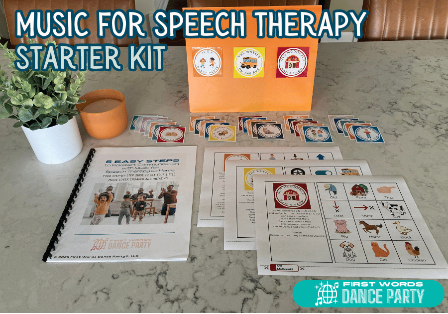 A music for speech therapy starter kit for parents of 18 month olds.