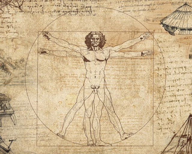 Dessin de l'homme de Vitruve par Leonard de Vinci