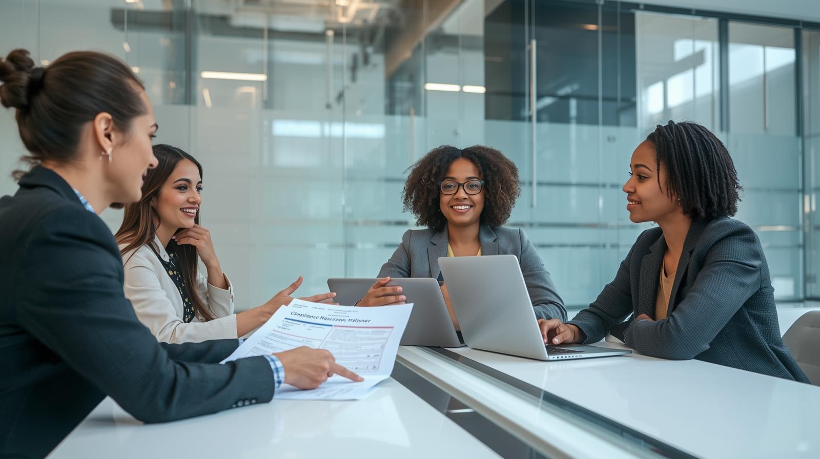 Team discussing BS7858 screening policy and risk assessment