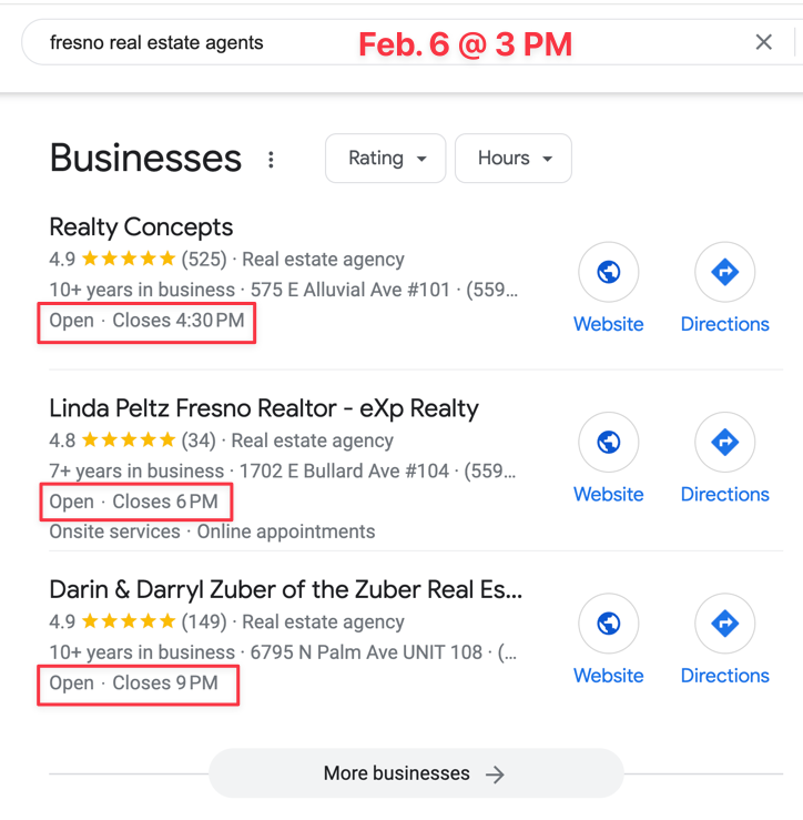 screenshot of Google search results