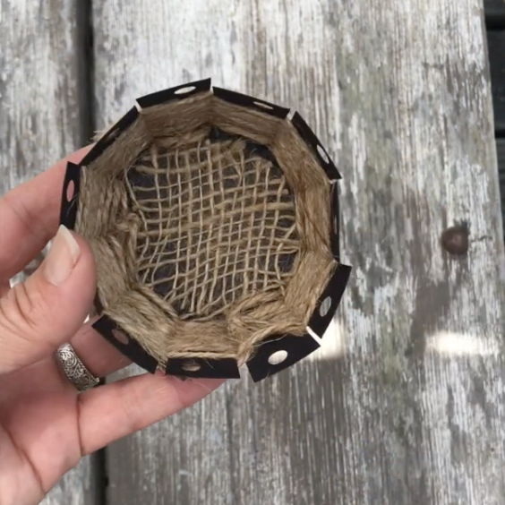 ISLAND OF THE BLUE DOLPHINS - basket step 7 woven twine - LitWits.png
