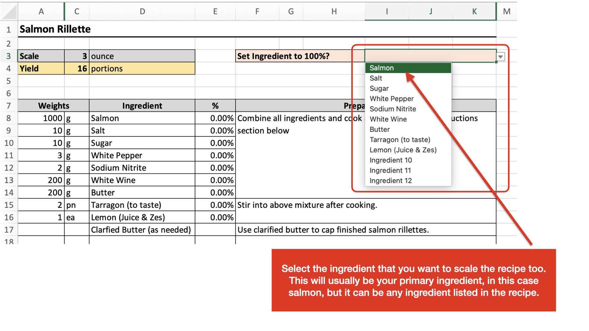 View Recipe Ingredient Percentages