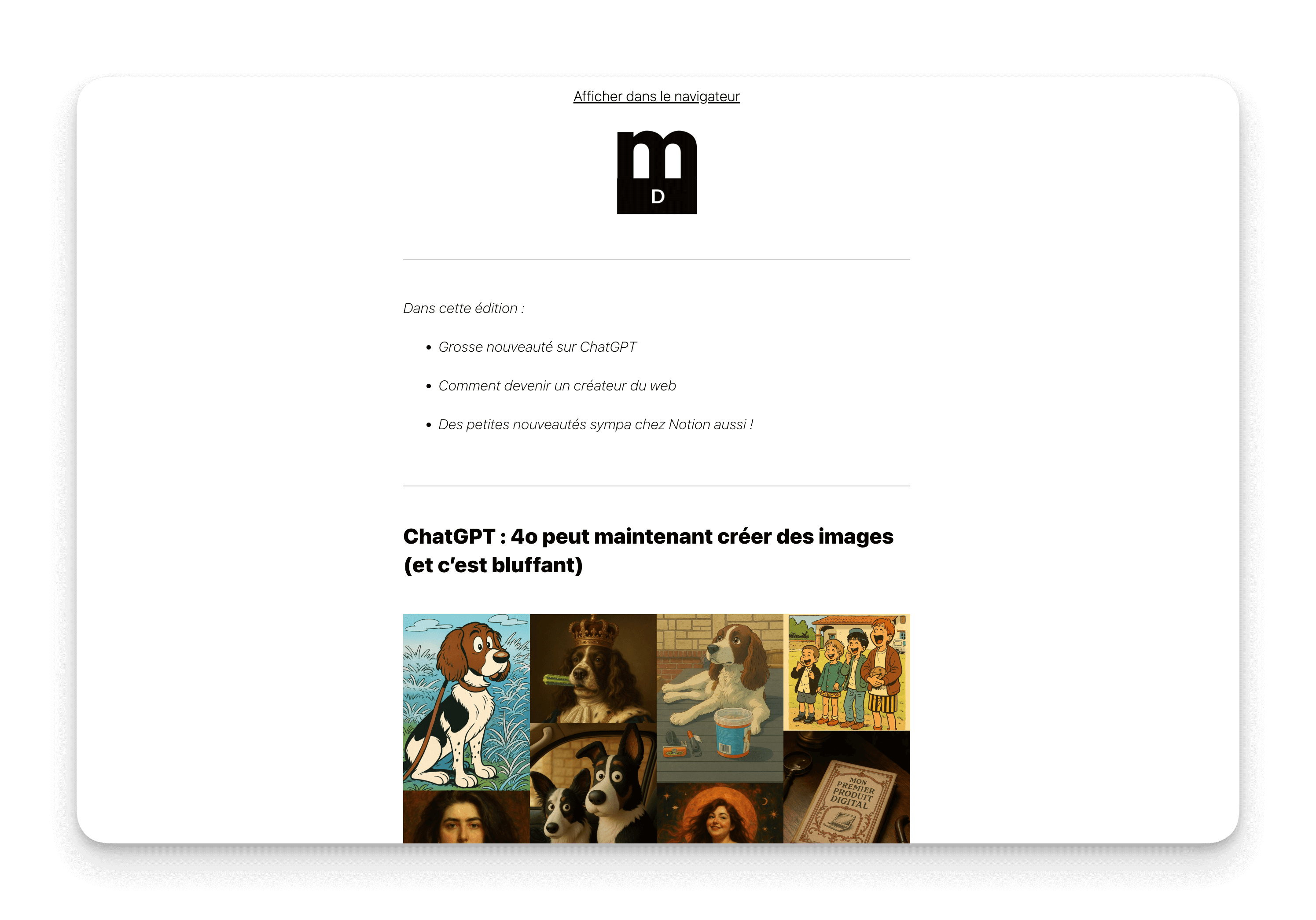 exemple d'email envoyé avec Podia
