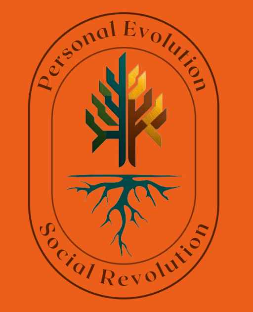 Grafted roots logo with the words personal evolution for a social revolution