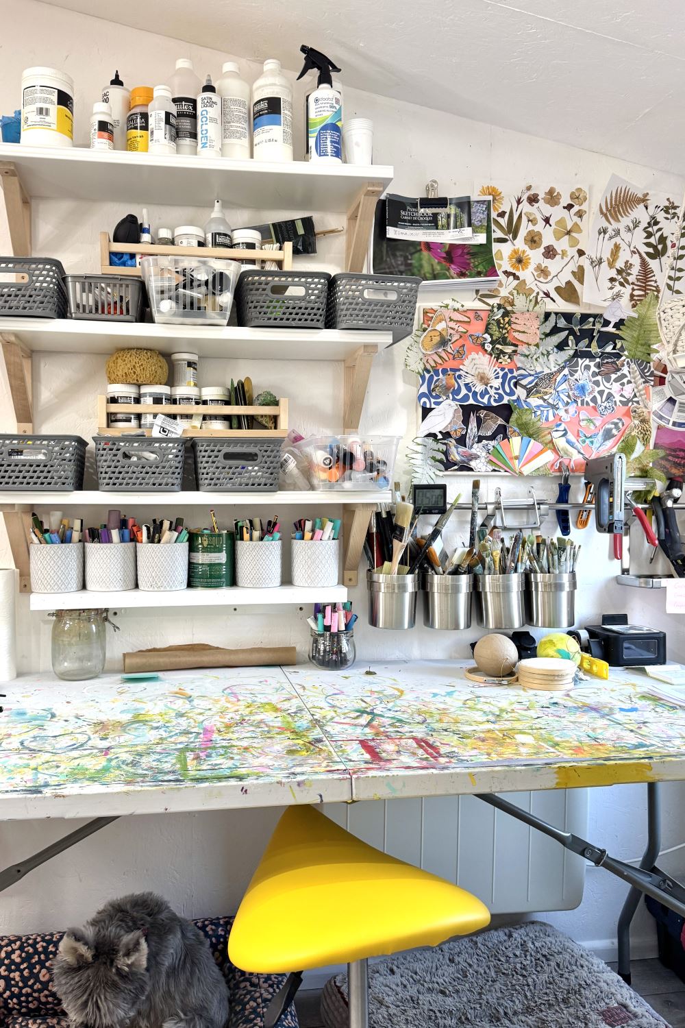 paint storage and mood board