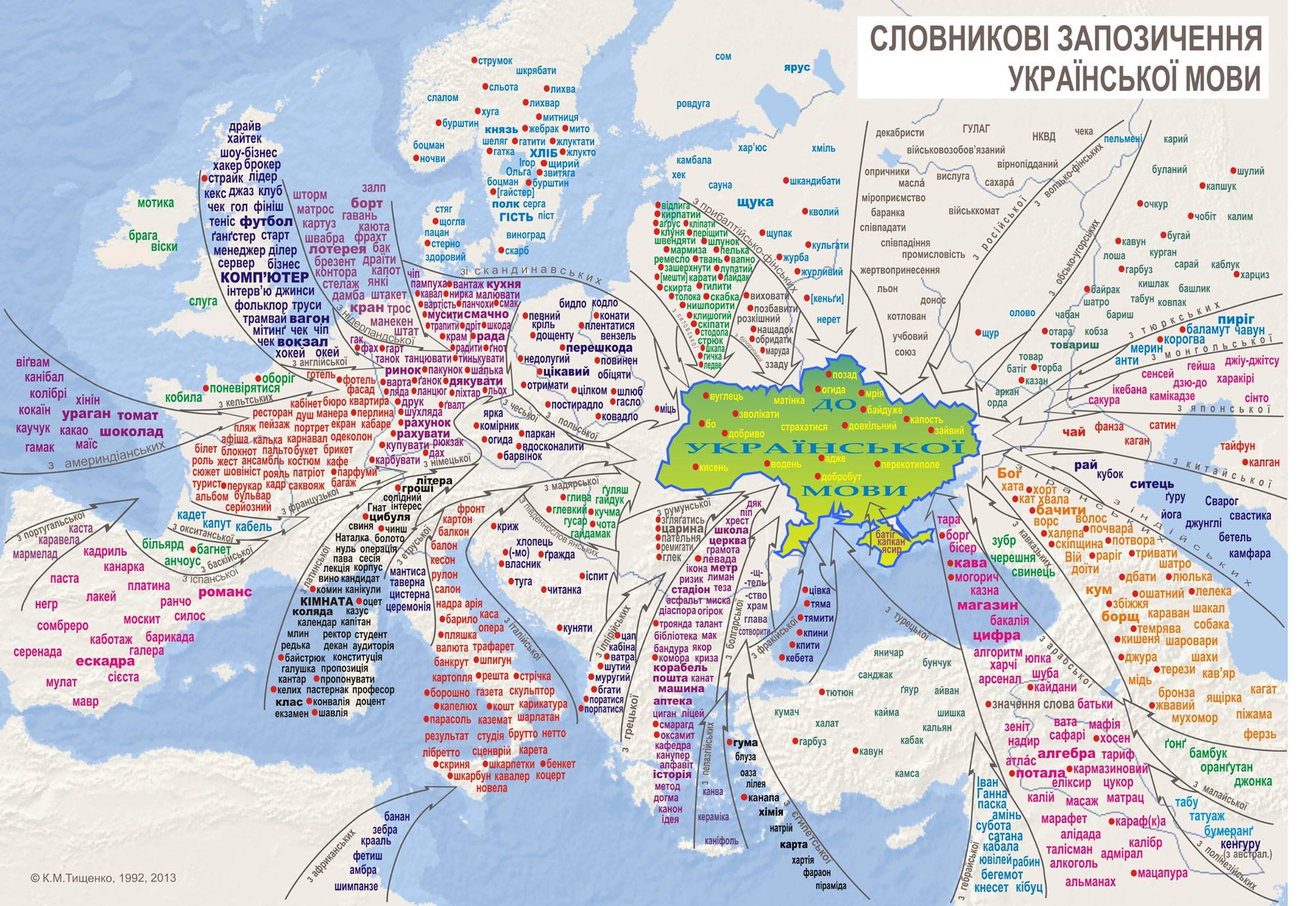a map of Ukrainian words