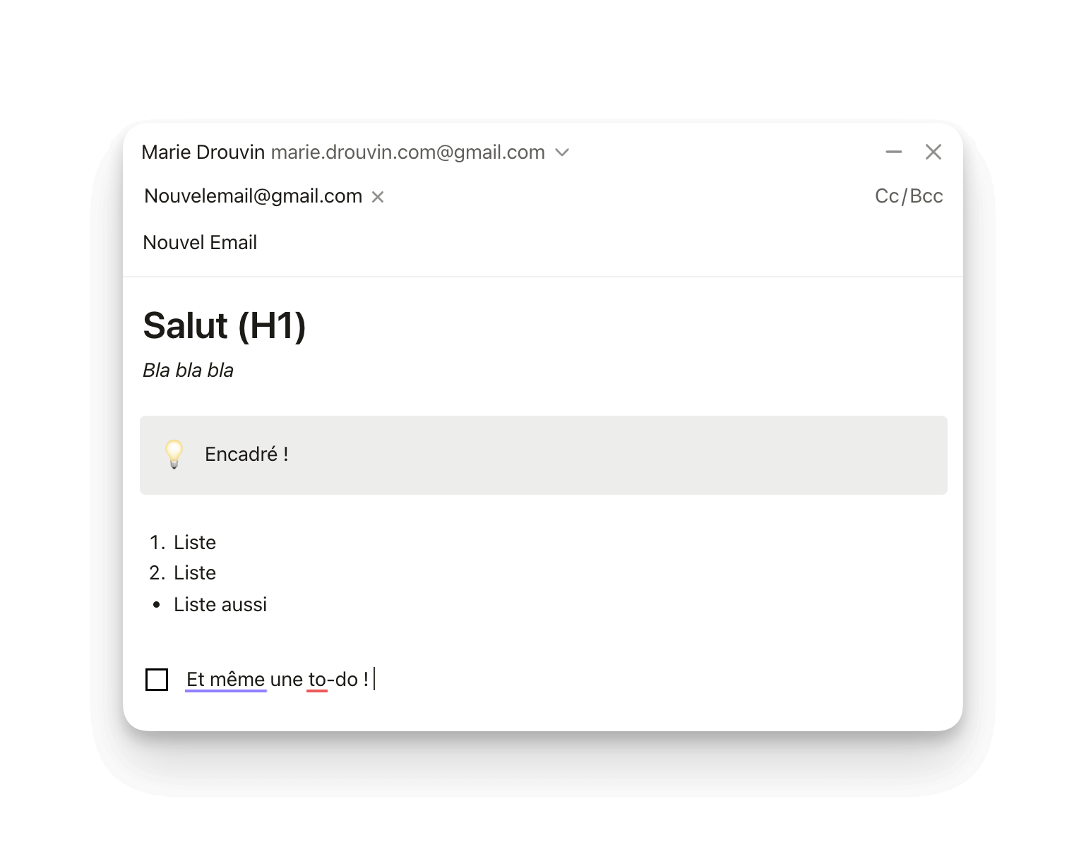 Les options de formatage de Notion Mail