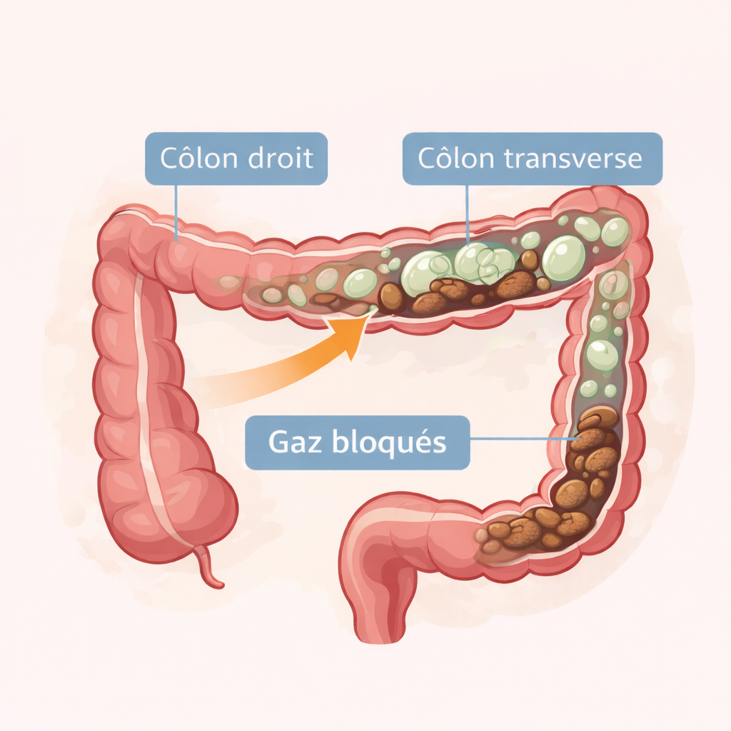 maux de ventre gaz bloqué