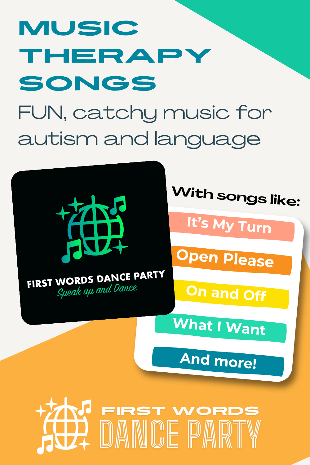 An album cover of music therapy songs for autism.