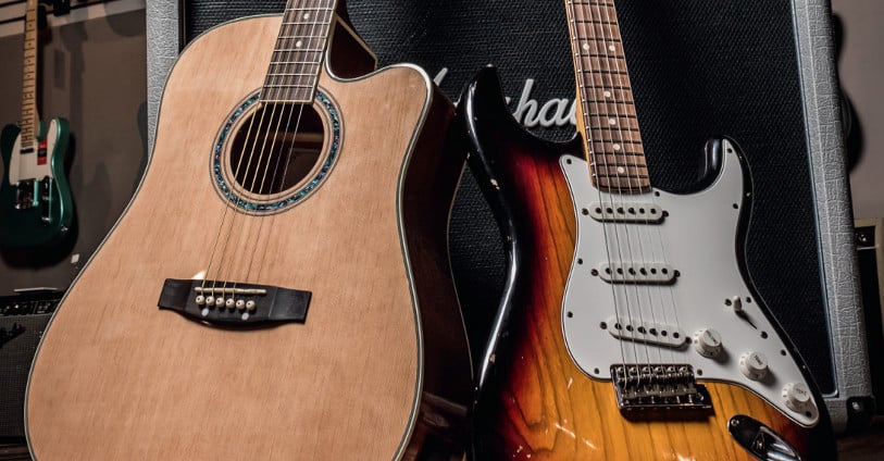 Akoestiche en elektrische gitaren