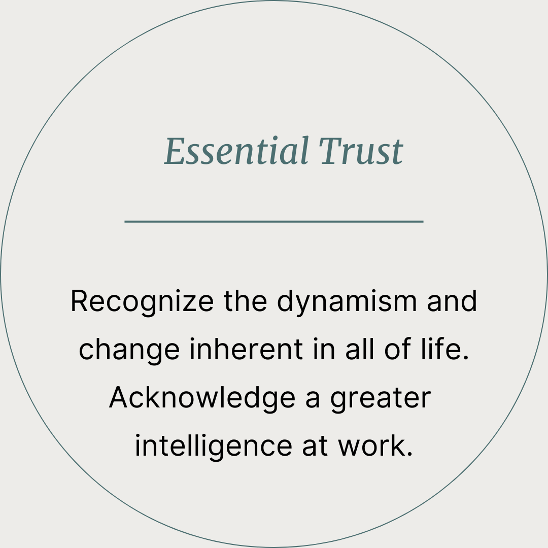 Essential Trust - Recognize the dynamism and change inherent in all of life. Acknowledge a greater intelligence at work.
