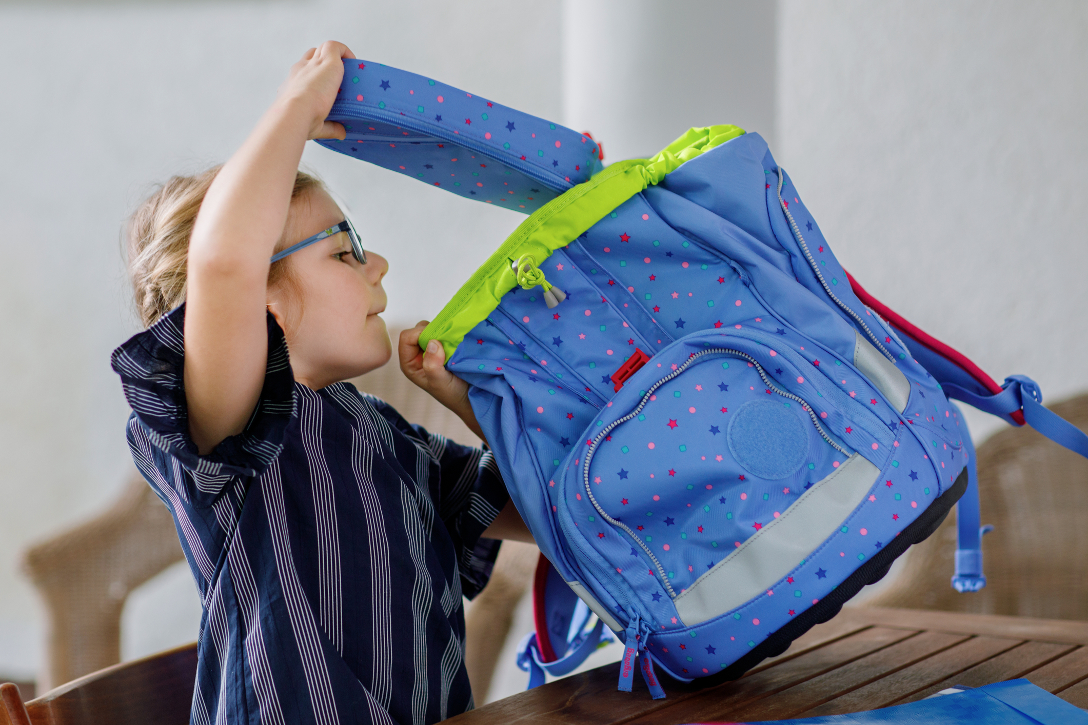 young boy packing his Grab & Go Kit