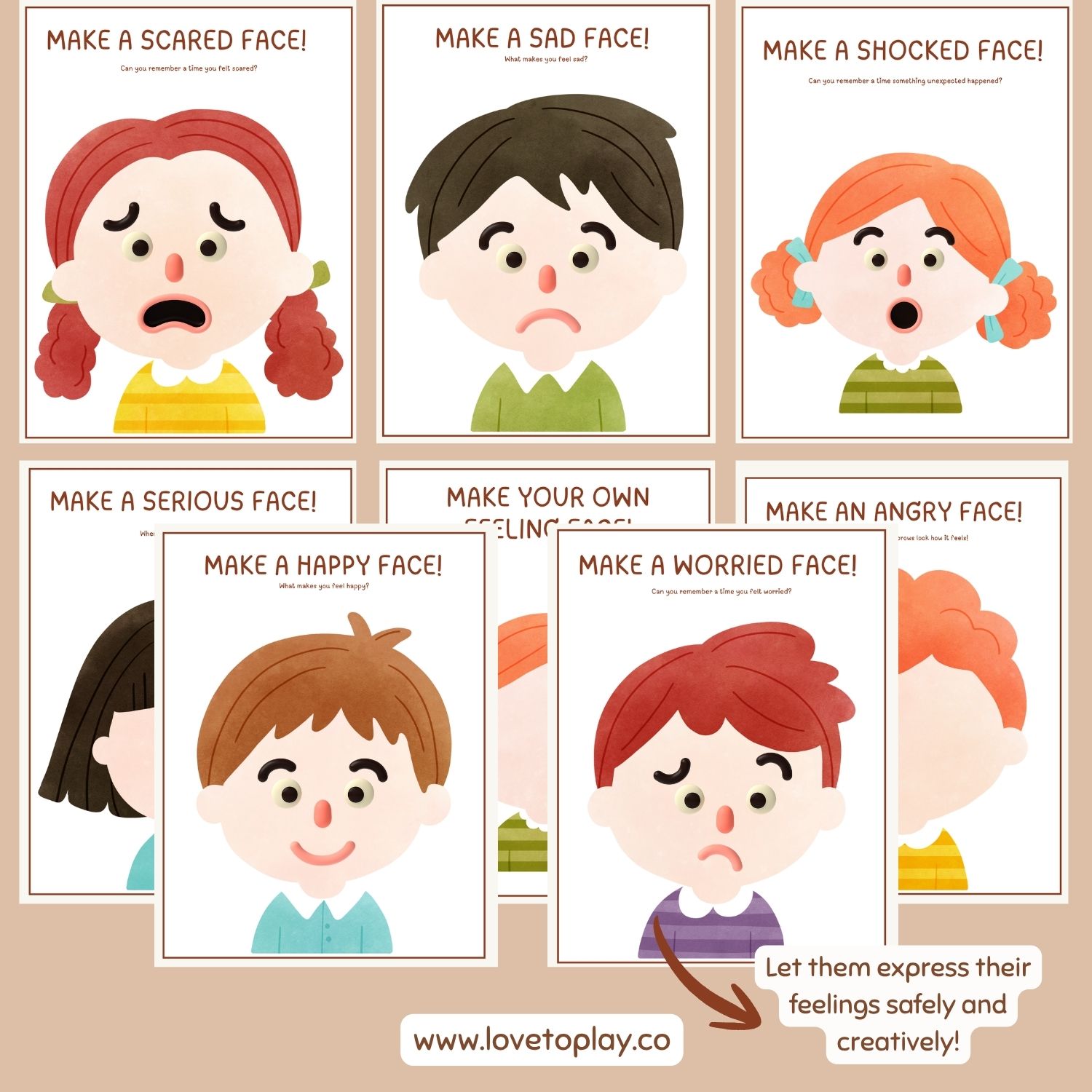 feelings playdough printable mats