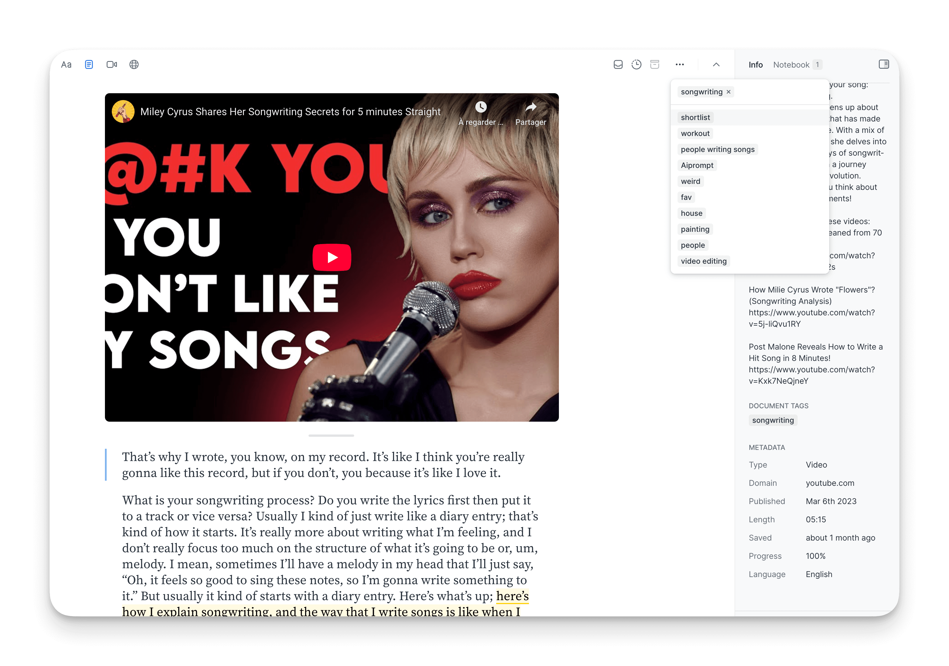 Comment utiliser les tags dans Reader pour isoler des contenus