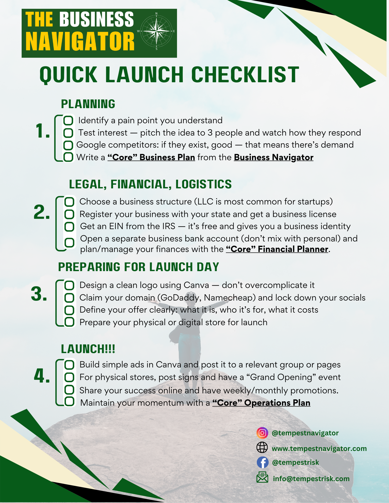 Tempest Navigator Startup Checklist