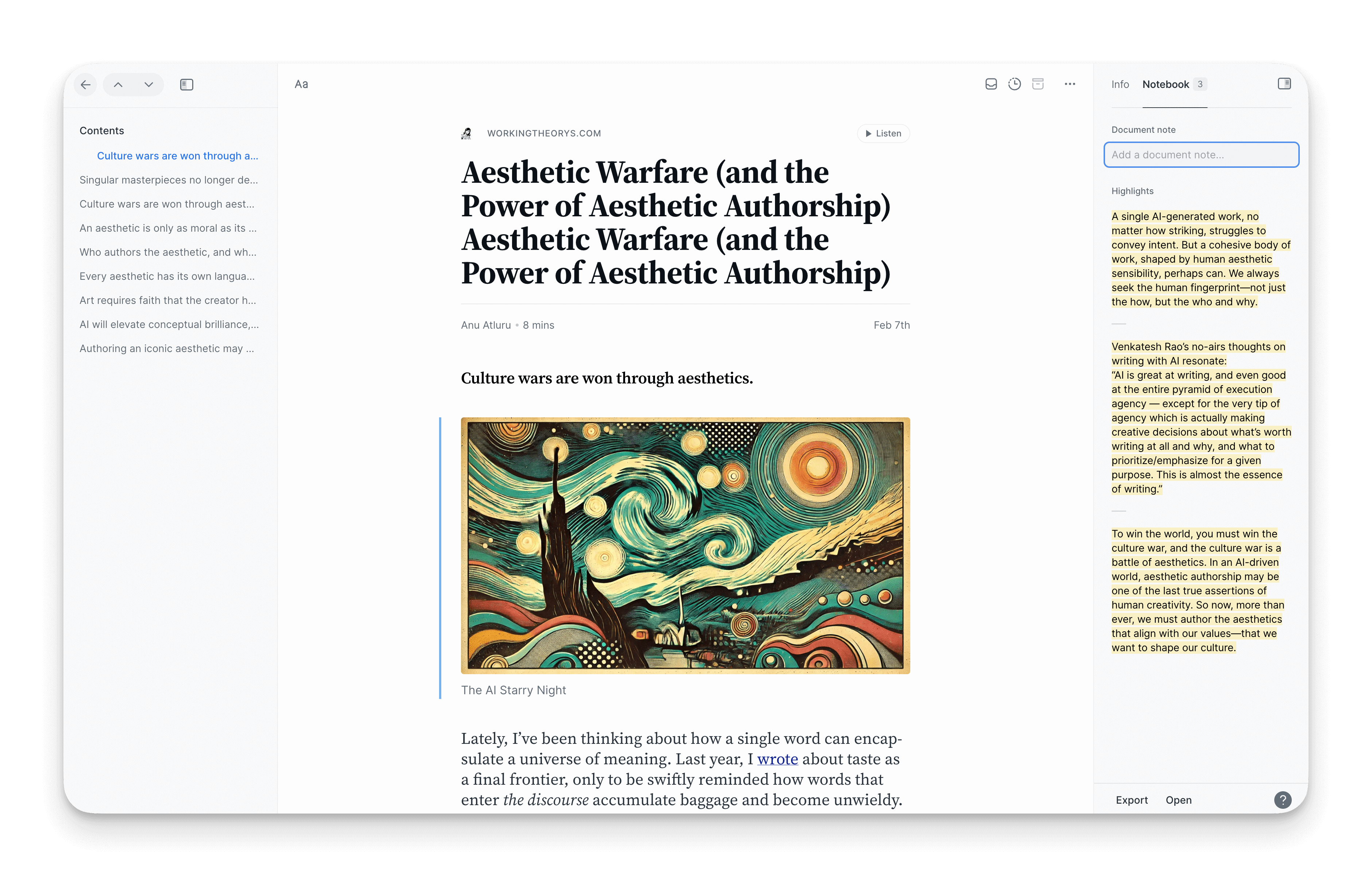 Sauvegarder des citations dans reader