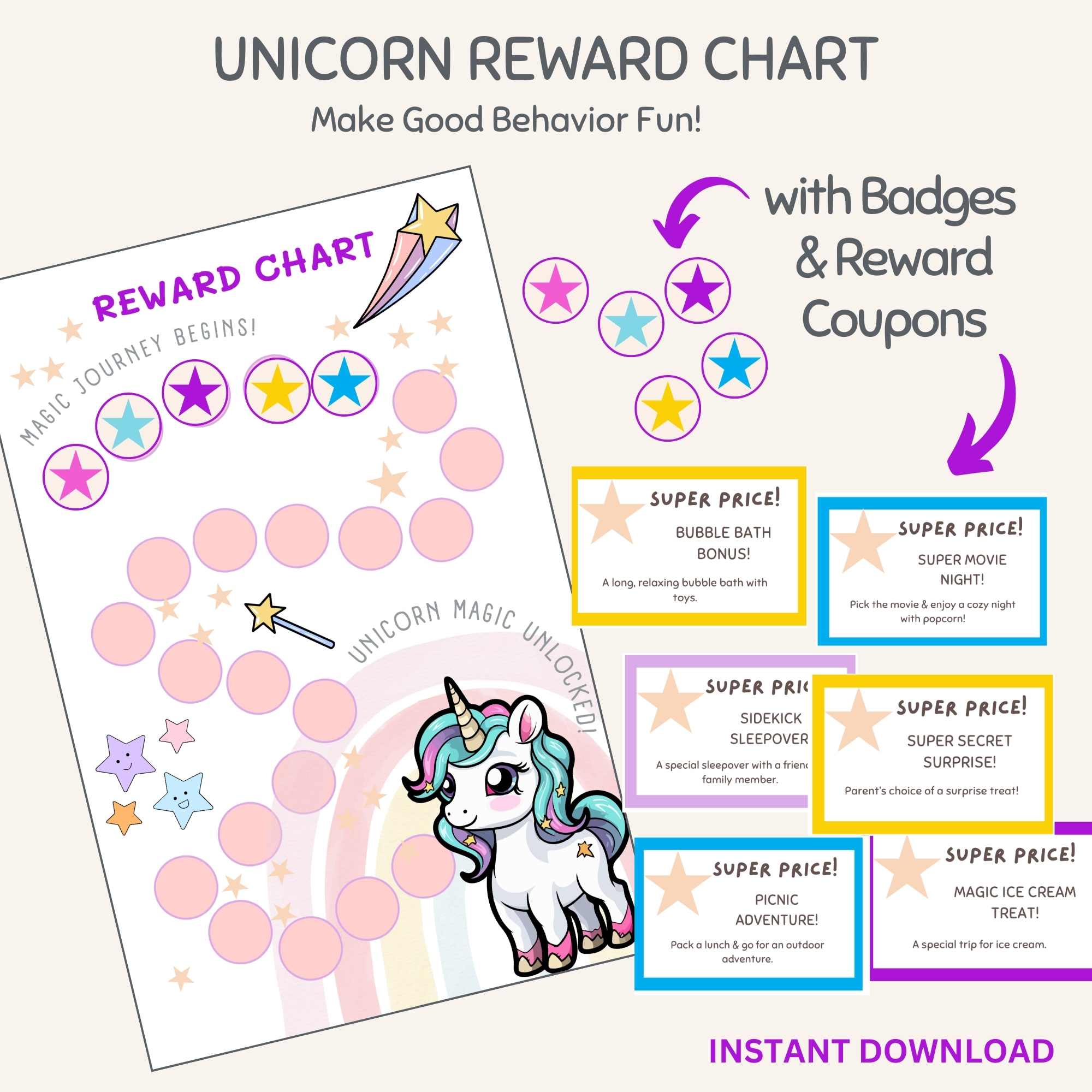 unicorn reward kids chart