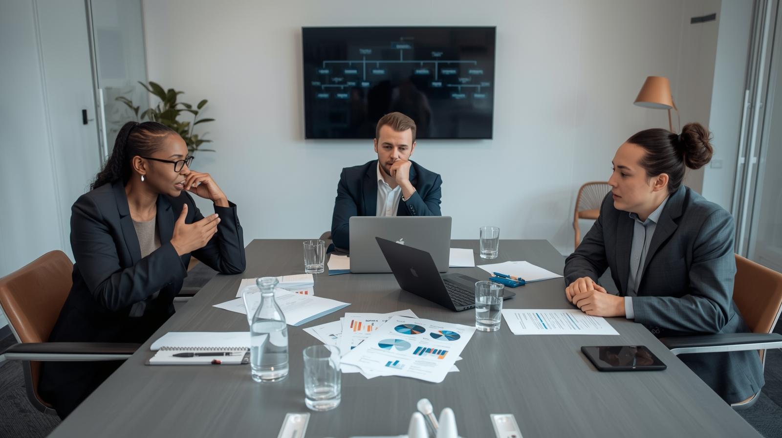 Team meeting discussing security screening standard requirements