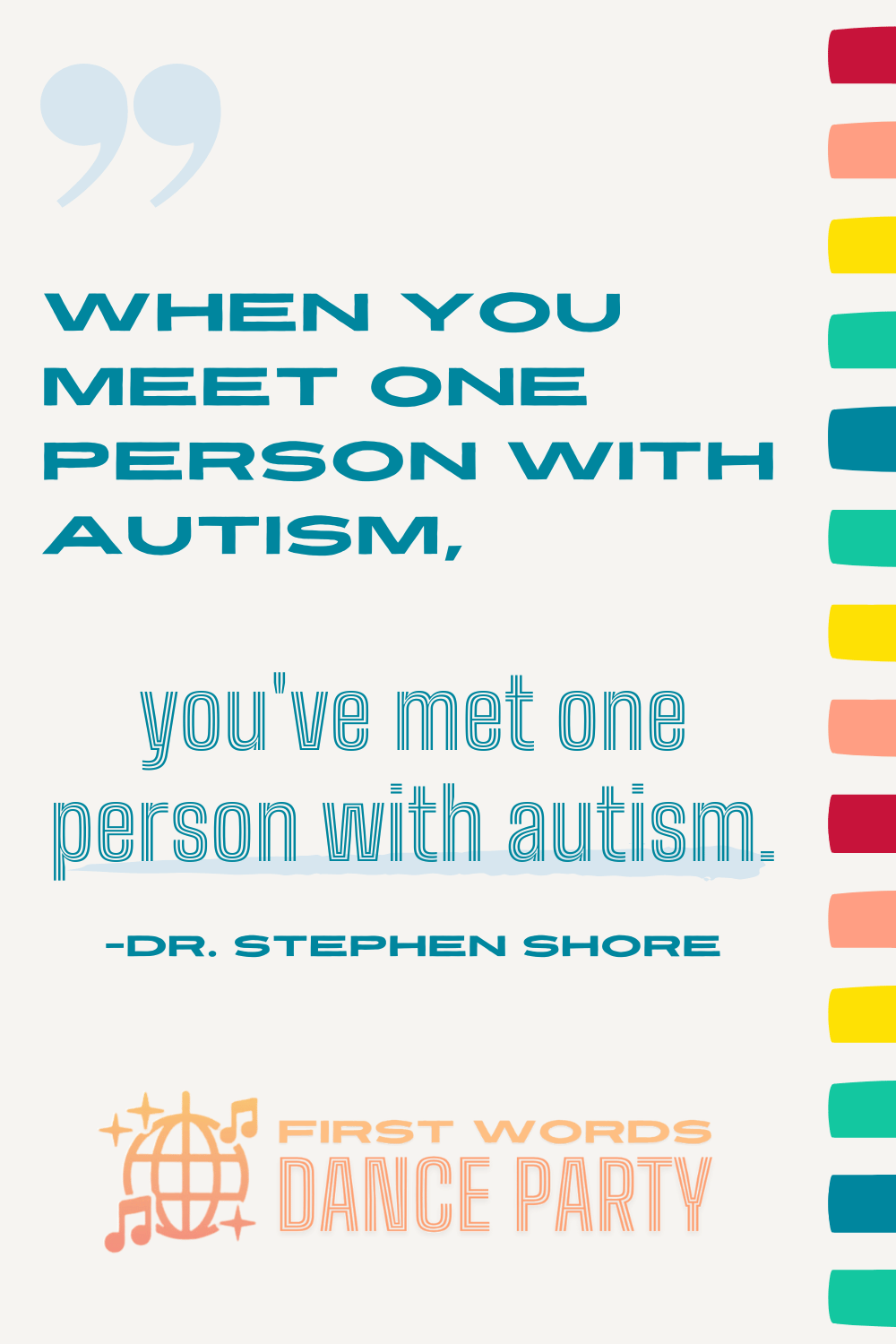 A quote that illustrates that autistic individuals are all unique, because it isn't as simple as just a developmental delay vs autism.