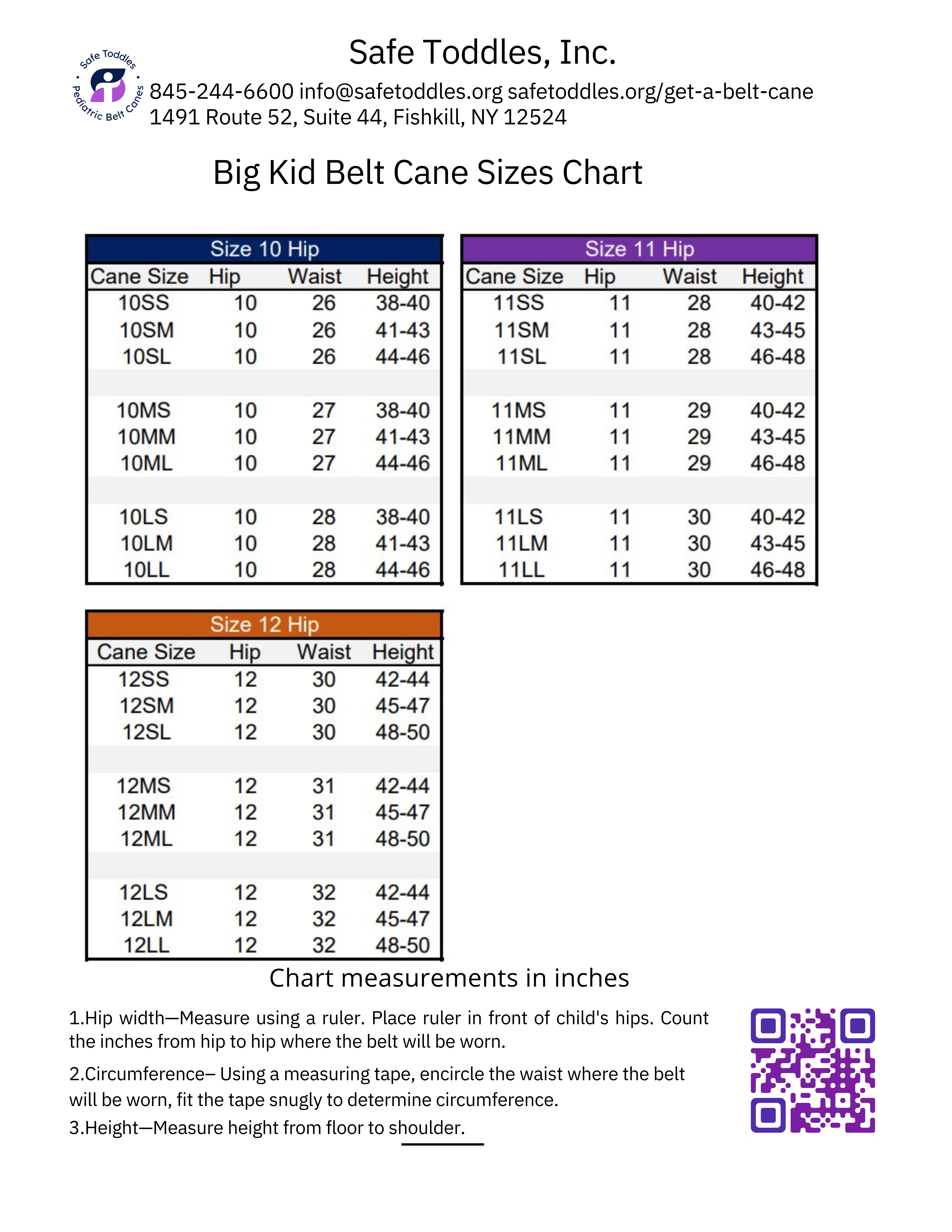 standard sizes from 10SS to 12LL